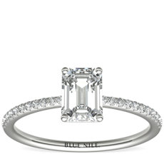Petite Micropavé Diamond Engagement Ring in 14k White Gold (0.09 ct. tw.)